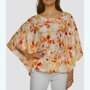 *NWT* Bold Elements* Belted Top with 3/4 Flutter Sleeve